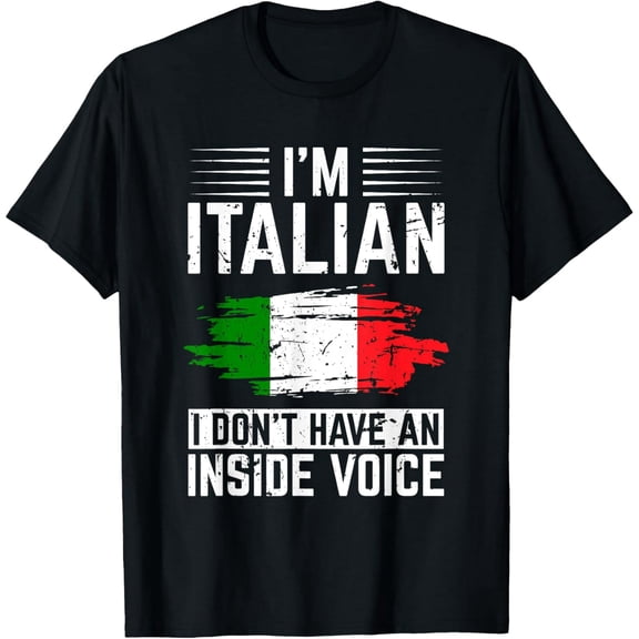 Funny Italian Inside Voice Flag Graphic Unisex Short Sleeve T-Shirt