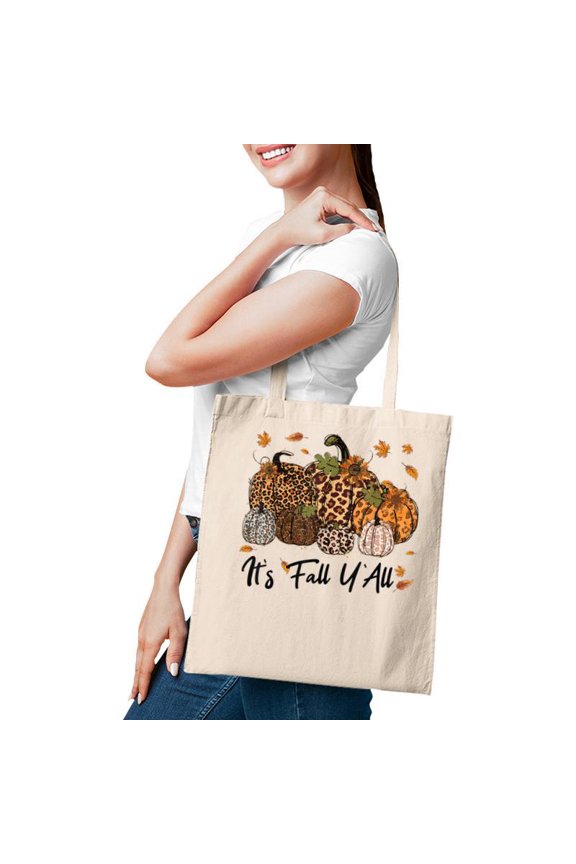 Funny Its Fall Yall Pumpkin For Women Funny Halloween Tote Bag