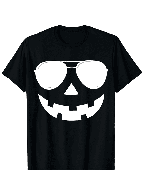 Funny Jack O Lantern Face Pumpkin Halloween Costume Men Boys Black T-Shirt