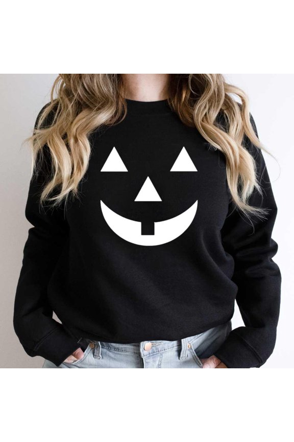 Funny Jack O' Lantern Pumpkin Face Mask Graphic Tee, Halloween Premium SW17649 Unisex Sweatshirt, Up to Size 5XL
