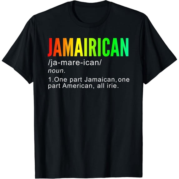 Funny Jamaican American T Shirt - Jamairican Black Small