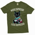 thumbnail image 1 of Funny Japanese Cat T-Shirt Espresso Depresso Shirt Humor Shirt Humorous Saying Gift Tee (Medium Military Green), 1 of 6