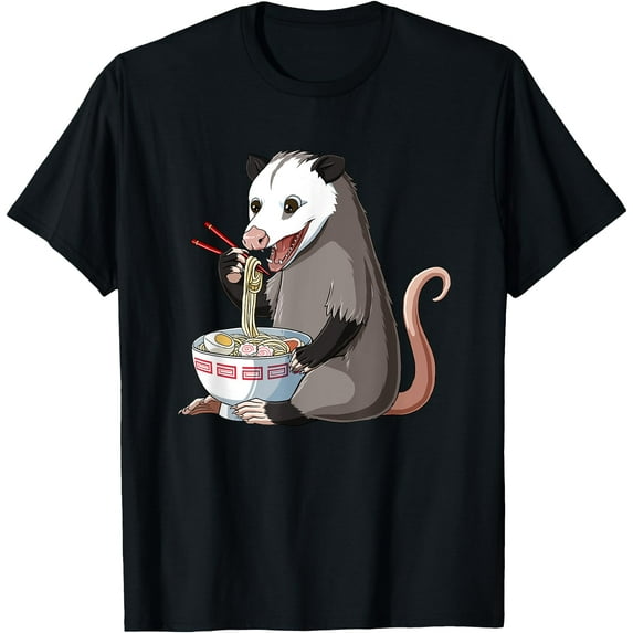 Funny Japanese Kawaii Ramen Opossum Unisex T-Shirt for Men Women Kids Toddler,Black Color,Size 2XL