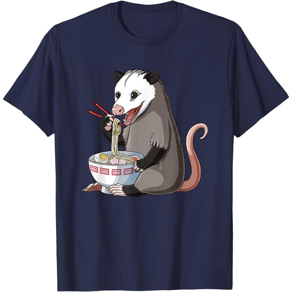 Funny Japanese Kawaii Ramen Opossum Unisex T-Shirt for Men Women Kids Toddler,Navy Color,Size YL