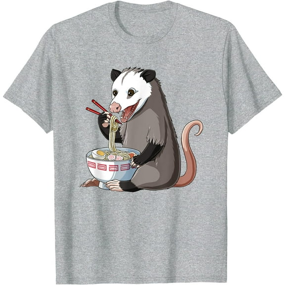 Funny Japanese Kawaii Ramen Opossum Unisex T-Shirt for Men Women Kids Toddler,Sport Grey Color,Size 4XL