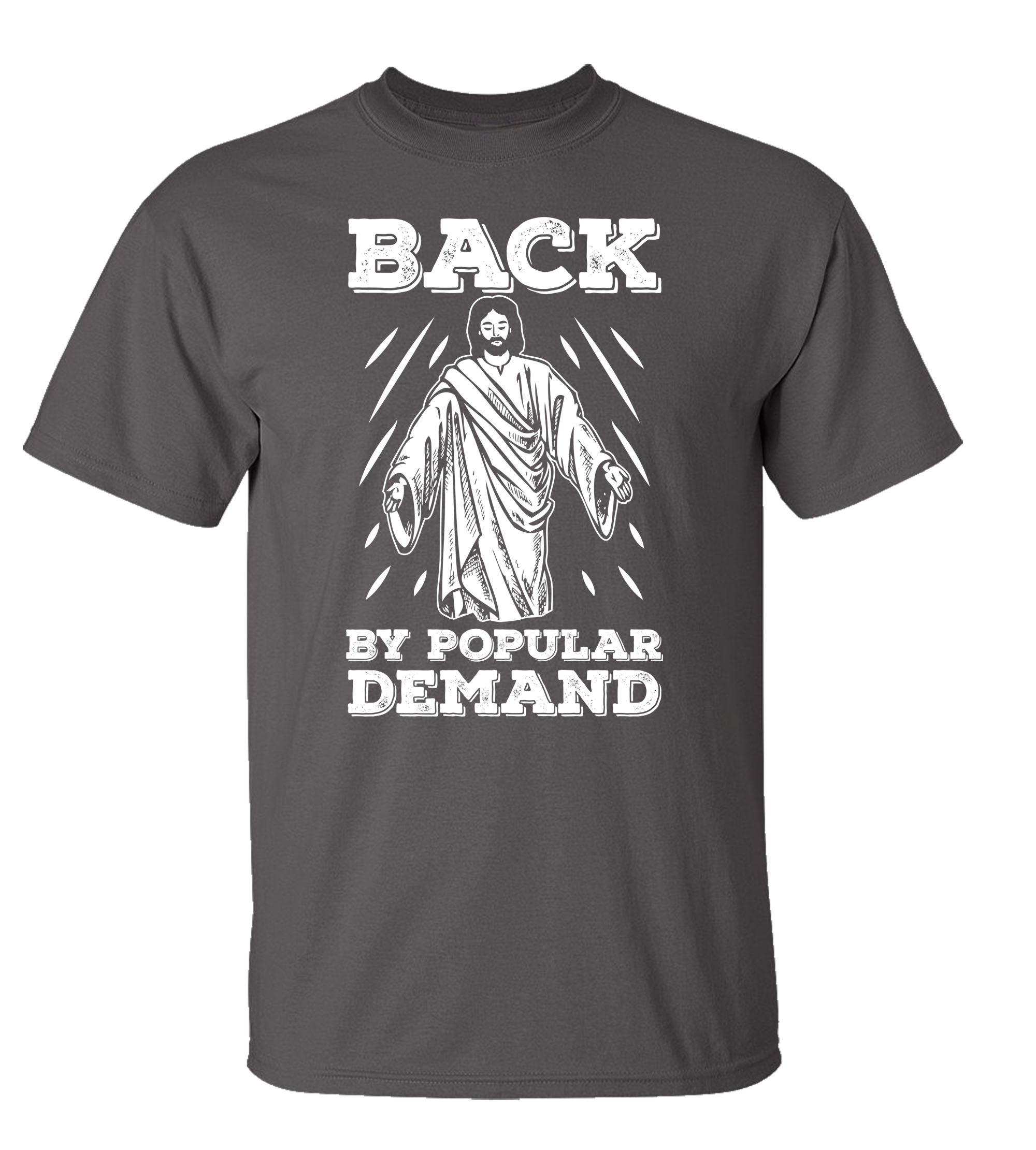 Funny Jesus: Back by Popular Demand Adult Short Sleeve T-Shirt-Charcoal-4XL - image 1 of 4