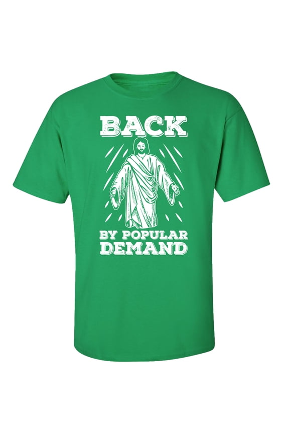 Funny Jesus: Back by Popular Demand Adult Short Sleeve T-Shirt-Green-XXXL
