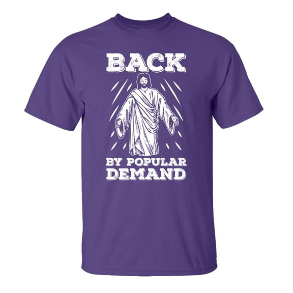 Funny Jesus: Back by Popular Demand Adult Short Sleeve T-Shirt-Purple-5XL