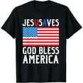 thumbnail image 1 of Funny Jesus Christ Design Jesus Saves USA God Bless America T-Shirt, 1 of 3