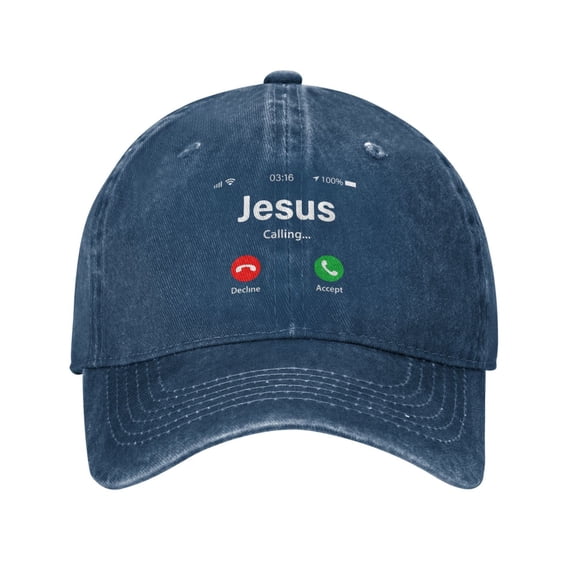 Funny Jesus Phone Christian Cowboy Hat Baseball Hat Trucker Hat For Men Women Retro Denim Hats Baseball Cap Dad Hat