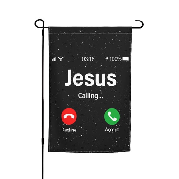 Funny Jesus Phone Christian Double Garden Flags 12x18 Inch Suitable For Courtyard Lawn Holiday Home Outdoor Decoration Flag