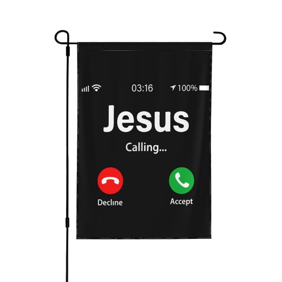 Funny Jesus Phone Christian Garden Flag 12.5 X 18 Inch Double Sided, Decorative Flag Balcony Courtyard Indoor Welcome Garden Flag