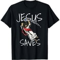 thumbnail image 1 of Funny Jesus Saves Volleyball Gift Shirt Volleyball Team T-Shirt, 1 of 4