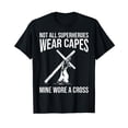 thumbnail image 1 of Funny Jesus Superhero Design Men Women Jesus Christ Cross Black T-Shirt Crew Neck Tee, 1 of 5