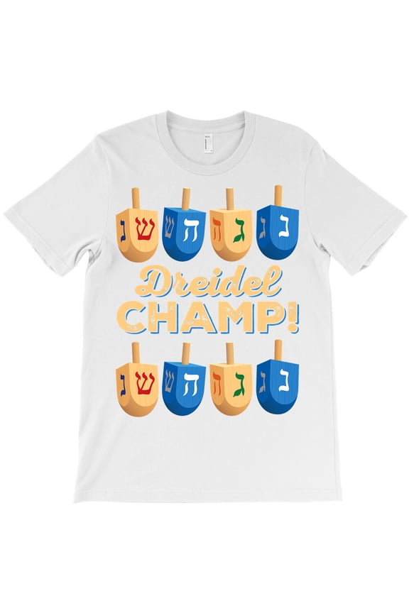 Funny Jewish Dreidel Champ Cute Hanukkah Gift Themed Holiday Graphic - Soft Touch G34279 Unisex T-Shirt, Up to Size 5XL