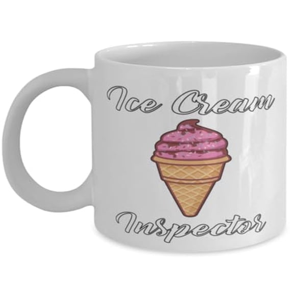 Ice Cream Inspector 11 oz Coffee Mug - Funny Job Design White Ceramic Gift