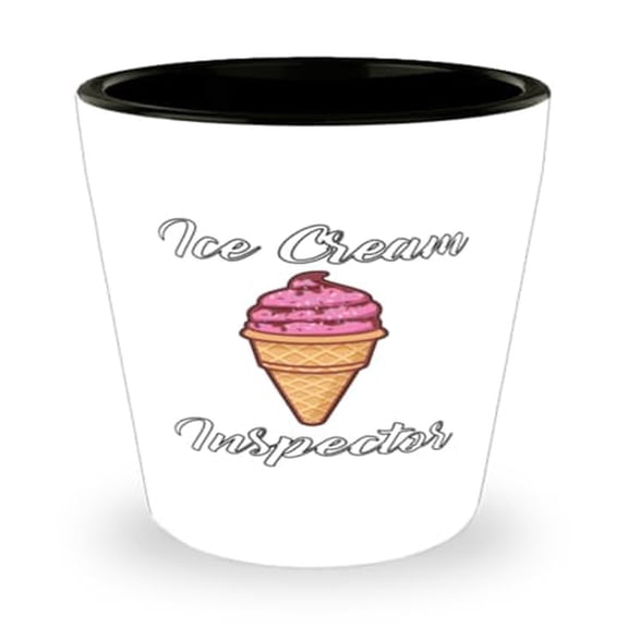 Irresistible Ice Cream Inspector Shot Glass, Humorous Job Title Mini Glassware, Unique 1.5oz Dessert Themed Gift