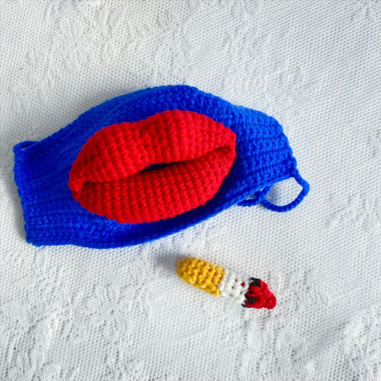 Funny Joke Crochet Pattern Cotton Face Lip Mouth With Bow And Arrows