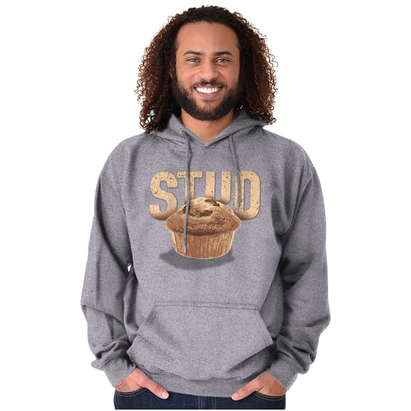 Funny Joke Stud Muffin Food Pun Hoodie Hooded Sweatshirt Men Brisco Brands M