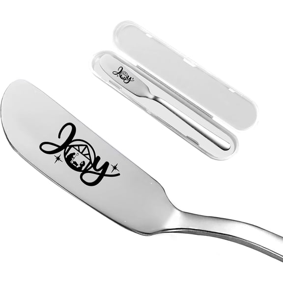 Funny Joy Nativity Christmas Peanut Butter Knife, Personalized Engraved Peanut Butter Spreader Cheese Knives, Novelty Anniversary Christmas Gifts for Sandwich Bread Toast Butter Lover