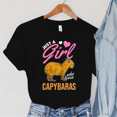 thumbnail image 1 of Funny Just A Girl Who Loves Capybaras Print T-shirts For Women Summer Round Neck Tee Shirt Femme Fashion Casual T-shirts, 1 of 5