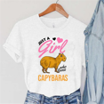 thumbnail image 1 of Funny Just A Girl Who Loves Capybaras Print T-shirts For Women Summer Round Neck Tee Shirt Femme Fashion Casual T-shirts, 1 of 5