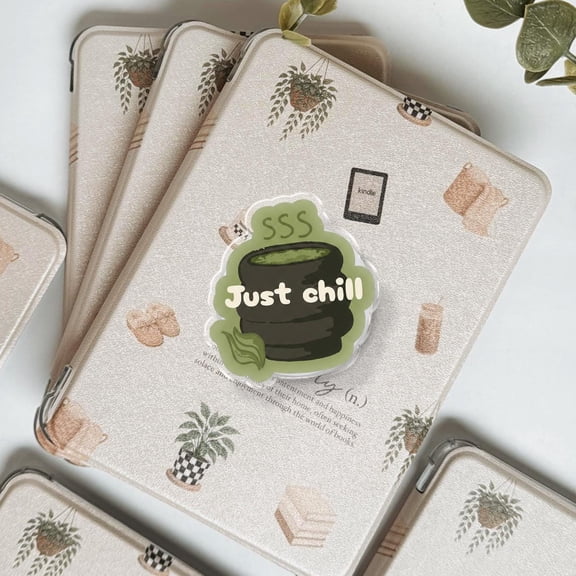 Funny Just Chill Cauldron Phone Grip, Aesthetic Matcha Magic Socket, Cute Whimsical Potion Phone Accessory, Zen Vibes Gift for Her