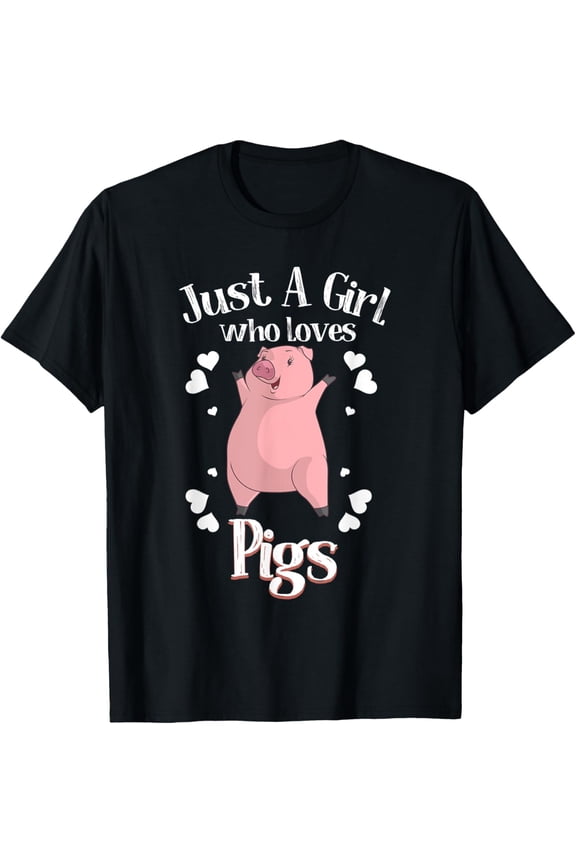 Funny Just A Girl Who Loves Pigs Gift | Cute Mini Piggy Kids T-Shirt- Classic Unisex 100% Cotton Crew Neck T-Shirt Breathable Casual Everyday Wear Affordable Graphic Soft t shirt Cheap t shirts