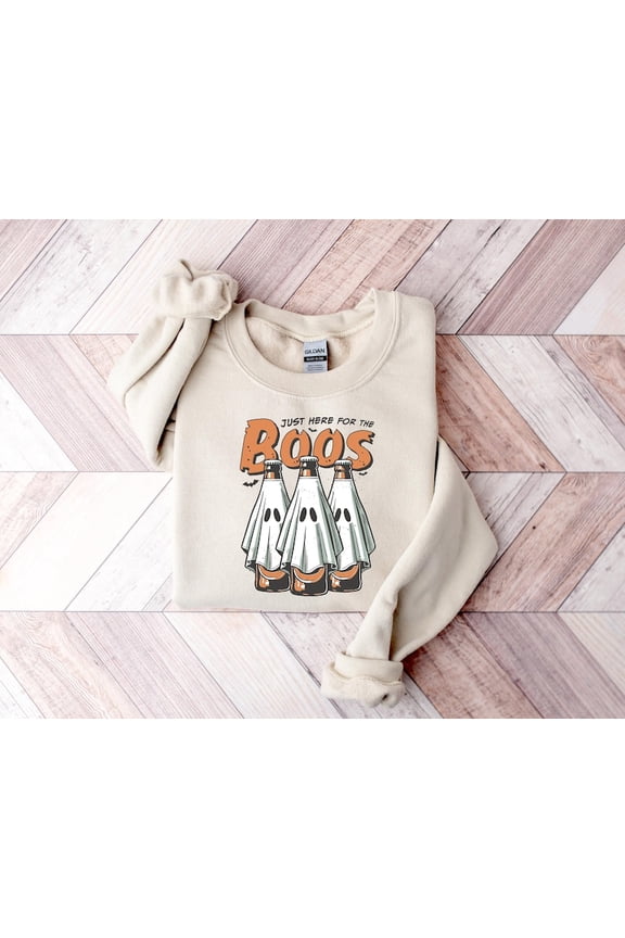 Funny Just Here For The Boos Halloween Sweatshirt, 6 Pack Booze Ghost Beer Sweater, Halloween Men Sweater, Trendy Halloween Gift For Men