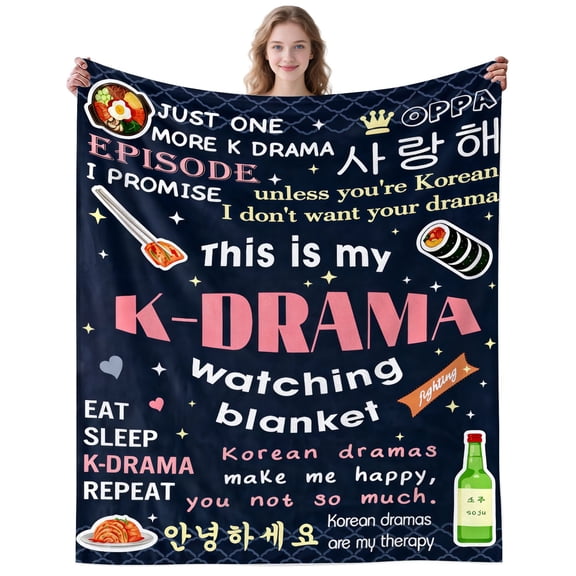 Funny K-Drama Watching Blanket Gifts for Women Men Adults Soft Cozy Plush Kdrama Quote K-Dramas Watchings Throw Blankets for Travelling Camping Decor Birthday Gifts 50×40 Inch