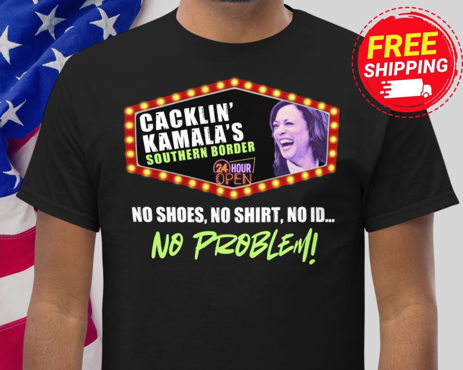 Funny Kamala Harris T Shirt Border Open 24 7 Shirt Trump 2024 Trump