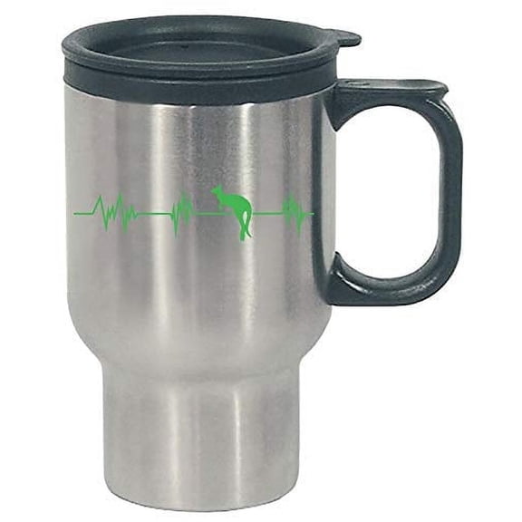 Funny Kangaroo - Love Heartbeat Macropodidae Wallaby Pouched Mammal Humor - Stainless Steel Travel Mug