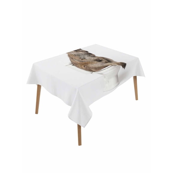 Funny Kangaroos Table Cloth, Waterproof Tablecloth for Rectangle Tables, Cute Art Fun Lovely Animals on Toilets Reusable Washable Fabric Table Cover for Restaurant Kitchen Dining Tables 52"x70"