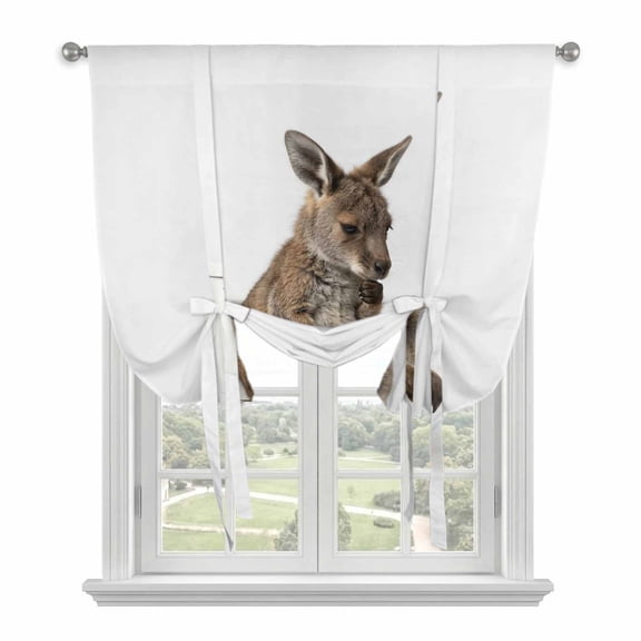Funny Kangaroos Tie Up Curtains for Window, Thermal Insulated Balloon Shade Adjustable Rod Pocket Curtains Valance Panels for Kitchen Bathroom Cafe 42 x 63 Cute Art Fun Lovely Animals on Toilets