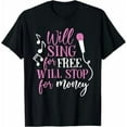 thumbnail image 1 of Funny Karaoke Sing Design for Women T-Shirt, 1 of 5