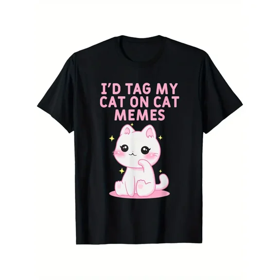 Funny Kawaii Kitty Cat Meme Graphic Tee for Unisex Cat Owners