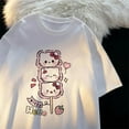 thumbnail image 1 of Funny Kawaii Sanrio Hello Kitty Soft Loose Women's T-shirt Japanese Cute Girls Y2K Aesthetic Fashion Short Sleeve Summer Tops, 1 of 9