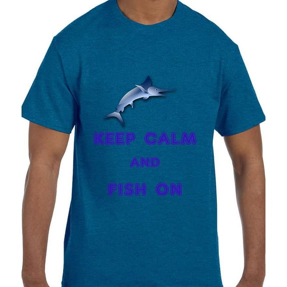 Funny Keep Calm and Fish On Fishing Marlin T-Shirt