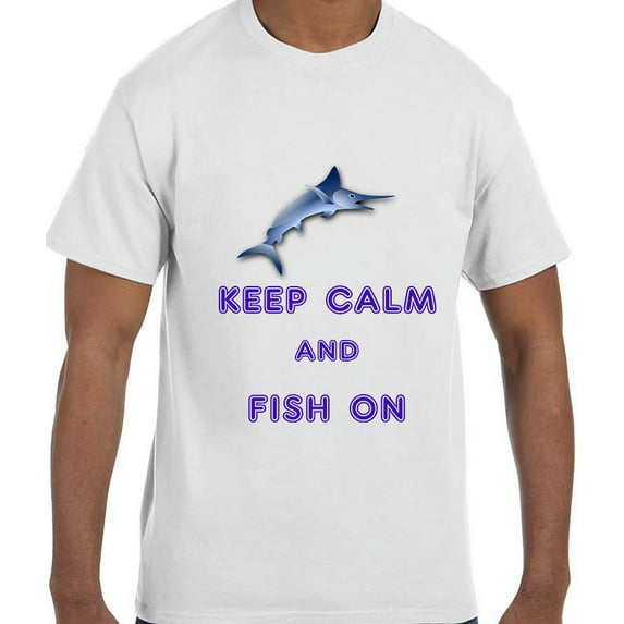 Funny Keep Calm and Fish On Fishing Marlin T-Shirt