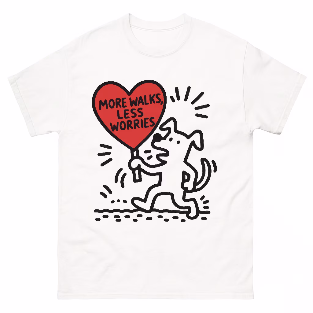 Funny Keith Haring Dog Pop Art Artist Tribute Cute Humor Gift Unisex T-Shirt V16477, Plus Size S–5XL Available