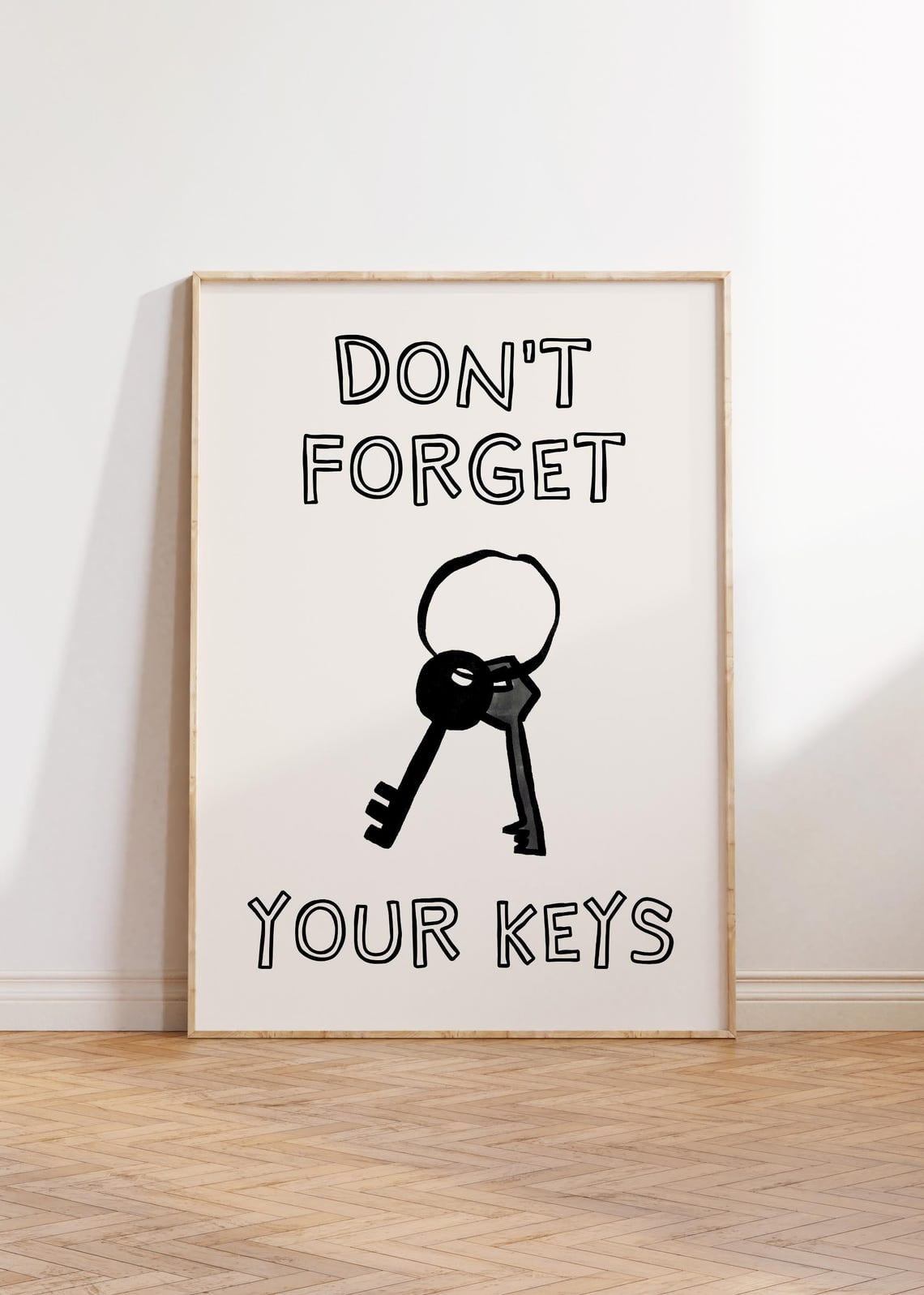 Funny Keys Reminder Poster - Minimalist Black Entryway Poster - Don'T ...
