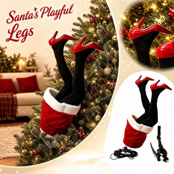 Funny Kicking Santa Legs for Christmas Tree, Animated Christmas Decorations - Christmas Animatronics, Christmas Tree Decorations, Santa Ornaments Christmas Tree Topper