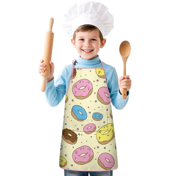 Funny Kids Aprons for Girls Boys Sweet Sweet Donuts Toddler Aprons for Cooking Baking Painting Crafting Art Gardening Little Helper Children Aprons with Adjustable Strap and Pockets