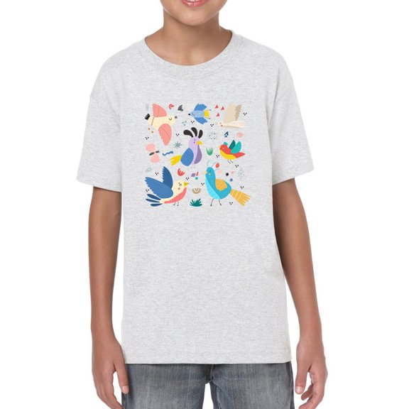 Funny Kids Birds Drawing T-Shirt Juniors -Image by Shutterstock,  Small