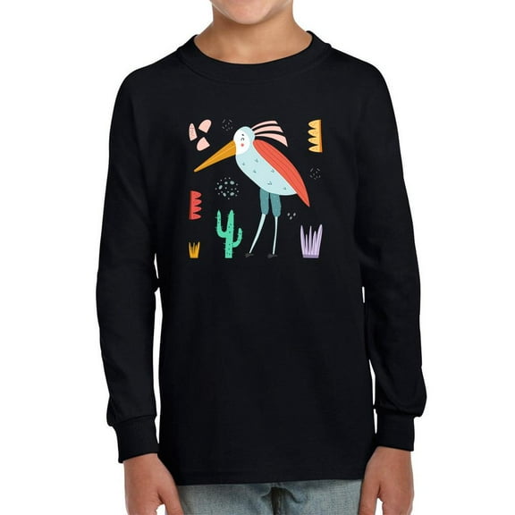 Funny Kids Heron Drawing Long Sleeve Toddler -Image by Shutterstock,  2 Toddler