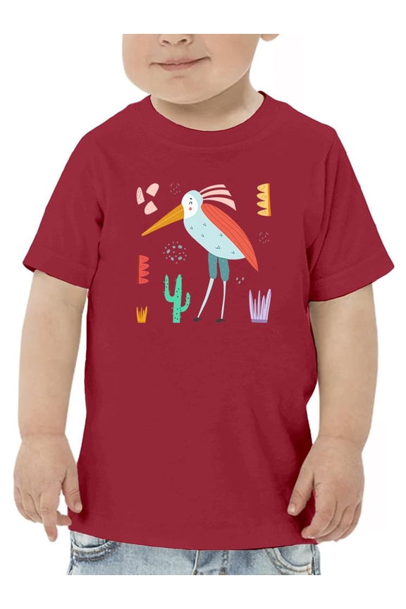 Funny Kids Heron Drawing T-Shirt Toddler -Image by Shutterstock, 2 Toddler