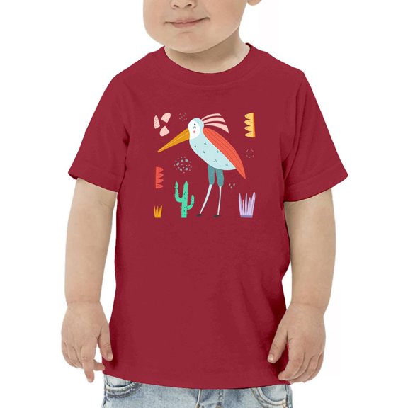 Funny Kids Heron Drawing T-Shirt Toddler -Image by Shutterstock, 4 Toddler