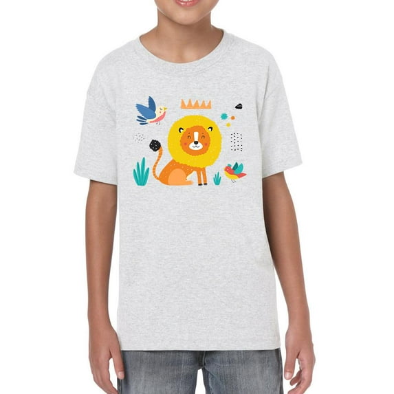 Funny Kids Lion Drawing T-Shirt Juniors -Image by Shutterstock, Large