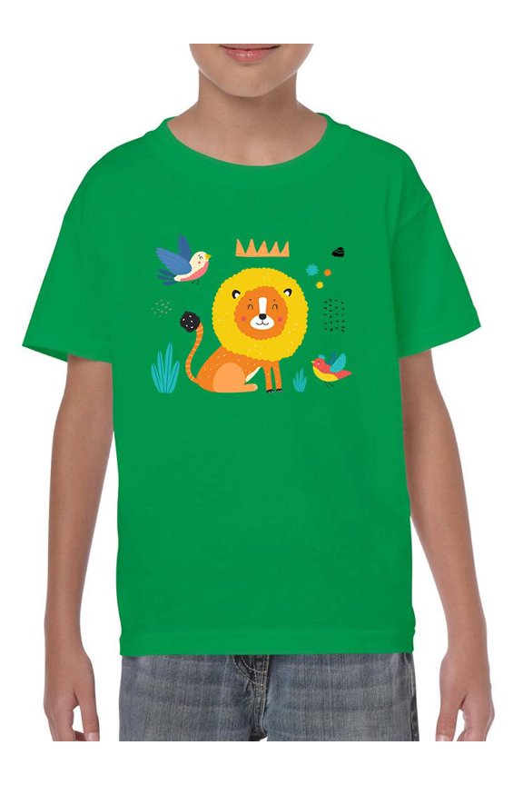 Funny Kids Lion Drawing T-Shirt Juniors -Image by Shutterstock, Small