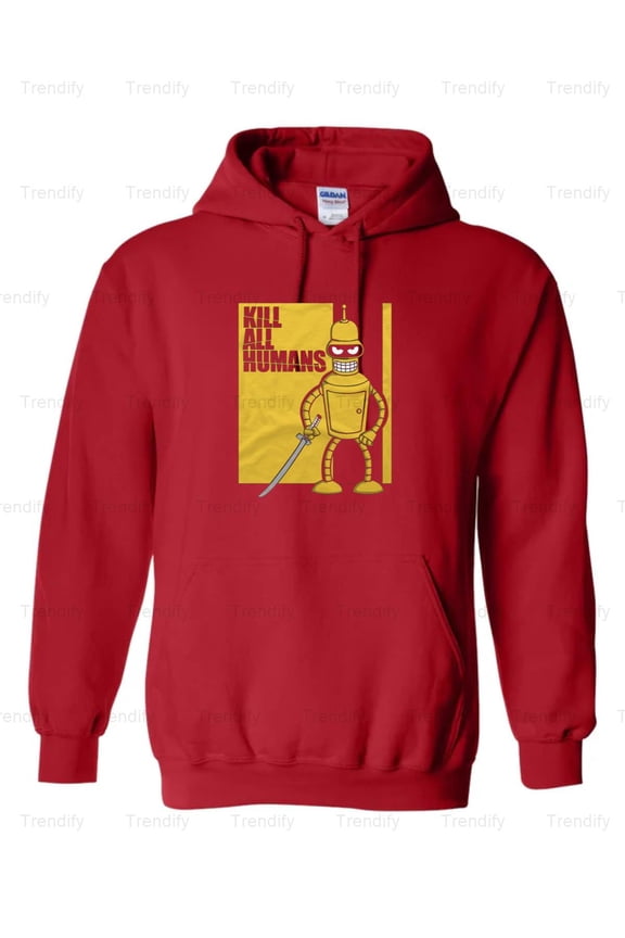 Funny Kill All Humans Robot Sci-Fi Retro Hoodie M3082214, Up to Size 5XL